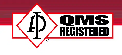 QMS Registered logo with red accents.